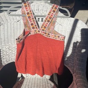 Madewell burnt Orange embroidered top